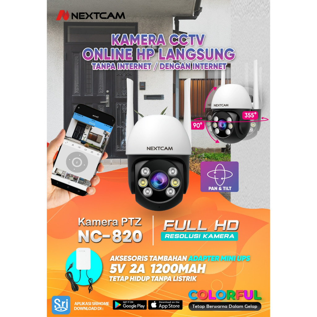 NEXTCAM CAMERA CCTV COLORFUL NC-820 BISA ONLINE VIA HP LANGSUNG