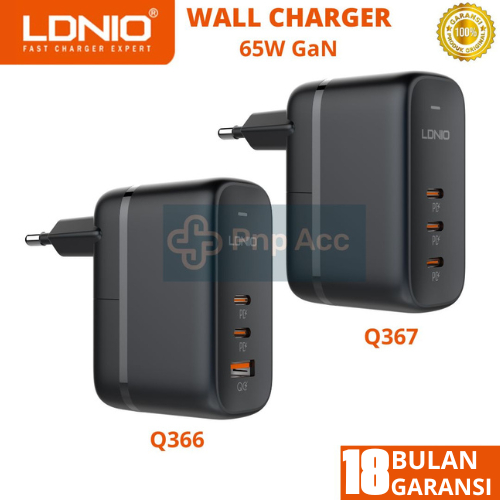 LDNIO Travel Charger Adapter Q366 Q367 65W GaN tech Super Fast Charger