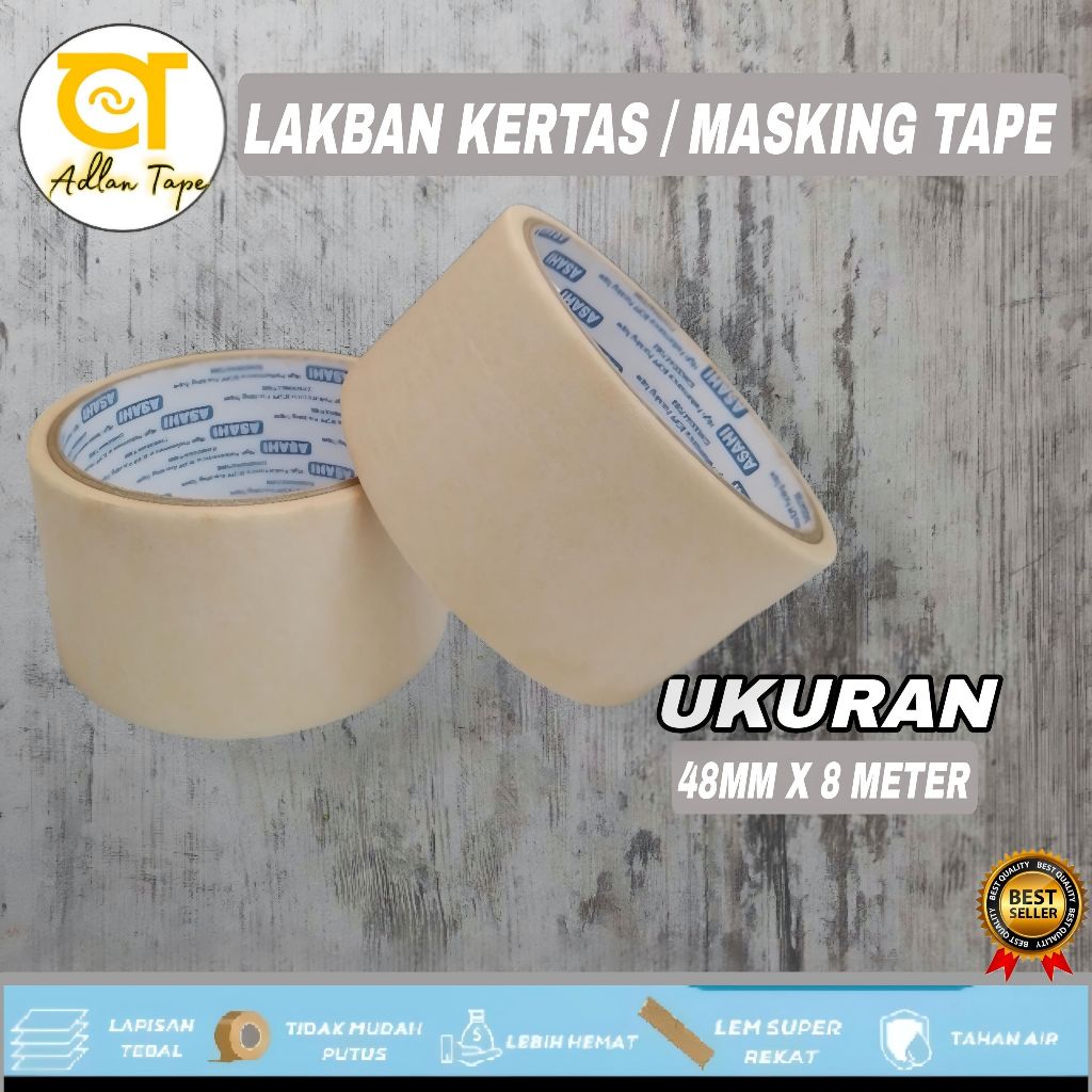 

Masking Tape Lakban Isolasi Kertas ASAHI 48mm X 8 meter / Isolasi Kertas 2 inch