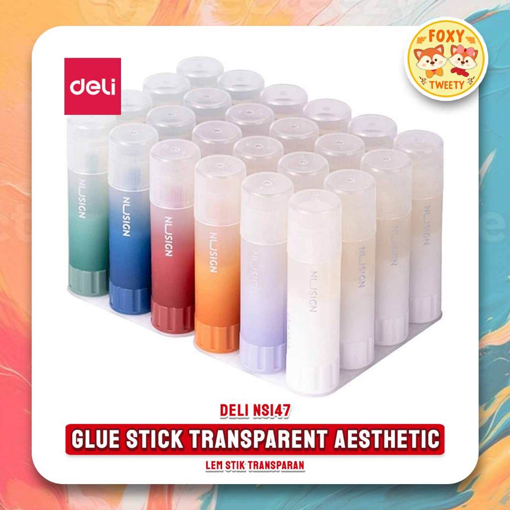 

Lem Stik Transparan Estetik Deli / NUSIGN NS147 Glue Stick Transparent Aesthetic 21 gr / Lem Kertas