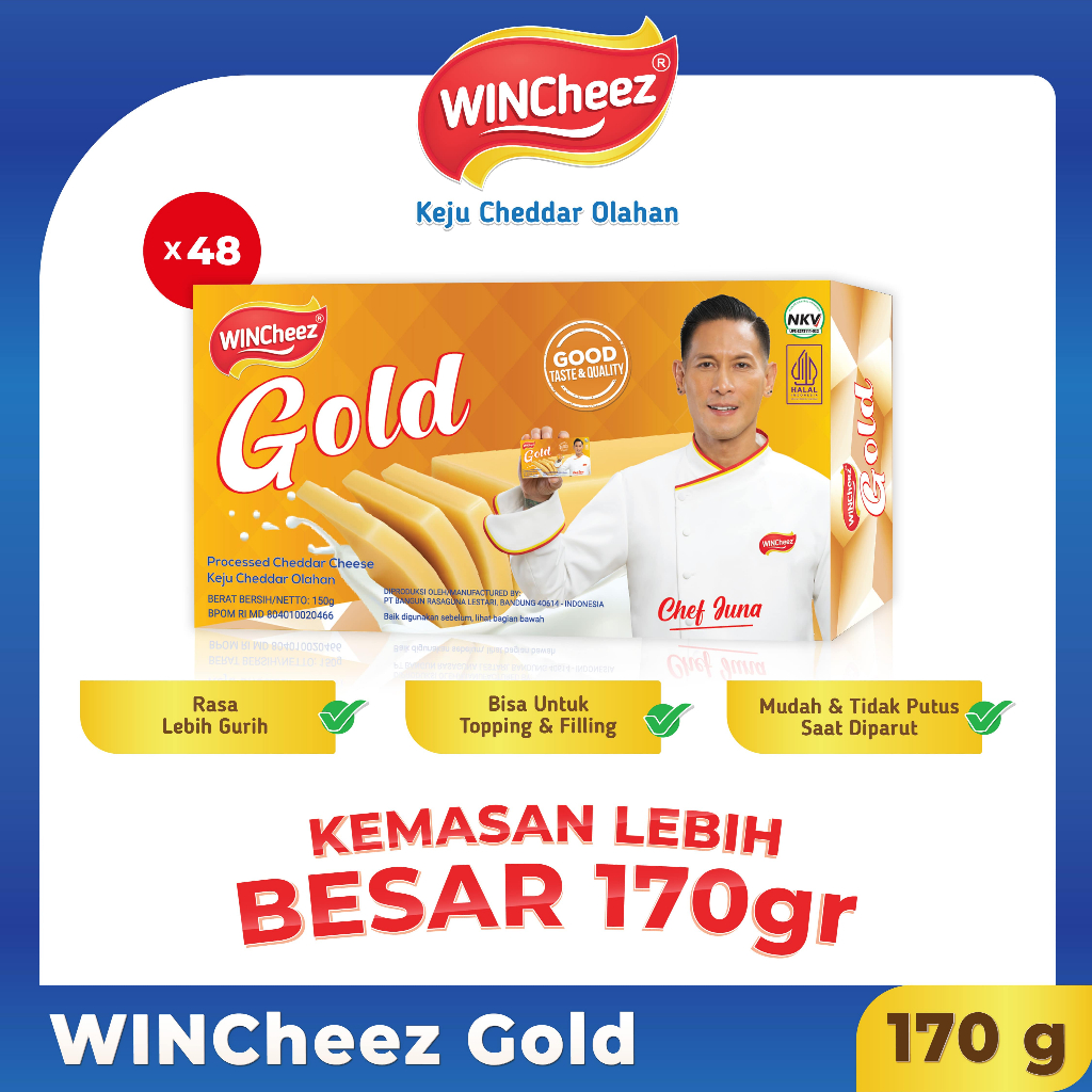 

WINCheez Keju GOLD 170 Gram x 1 Karton Isi 48 Pcs