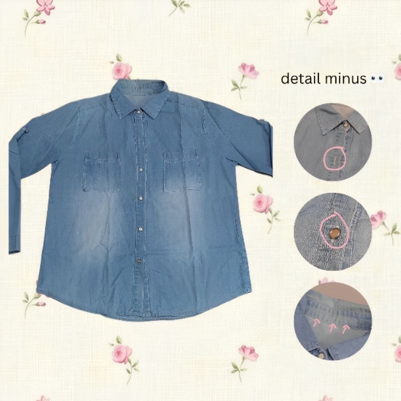Kemeja Denim Jeans Blue Atasan Lengan Panjang Kemeja Oversize Kuliah Kerja Wanita Unisex  (PRELOVED)