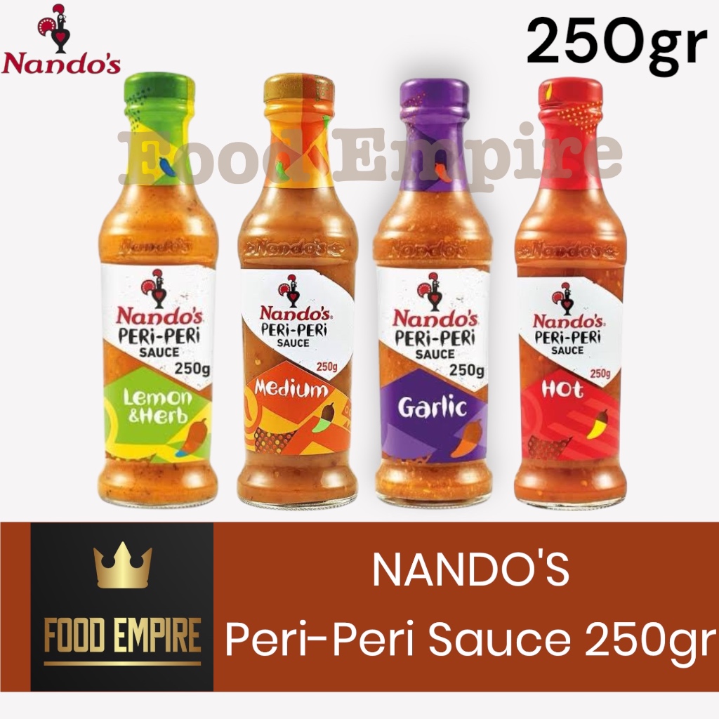 

NANDO'S Peri Peri Sauce 250 gr | Hot Medium Garlic Lemon | Bumbu Saus Nandos