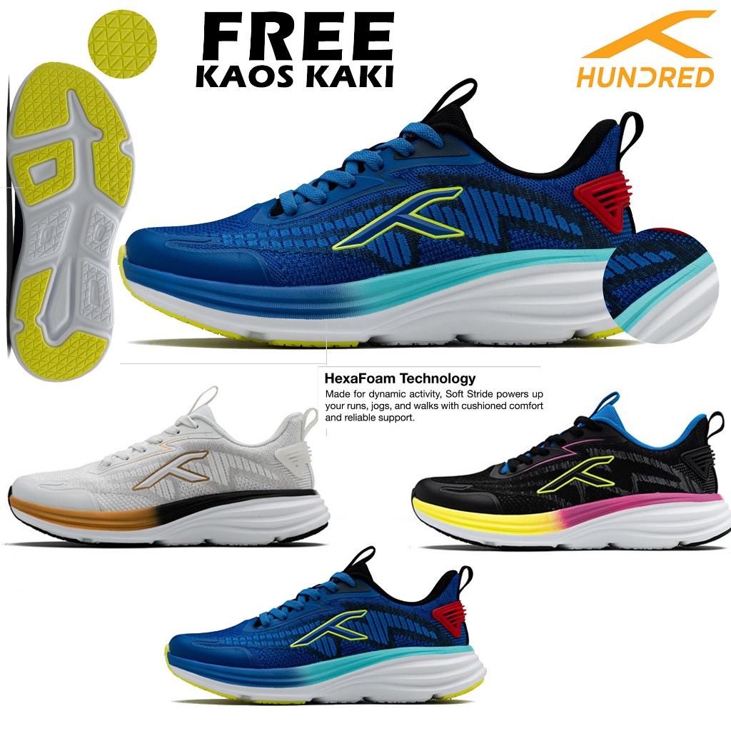 Sepatu Running Joging Merk Hundred Softstride Original Sepatu Lari Joging Senam Hundred Softstride