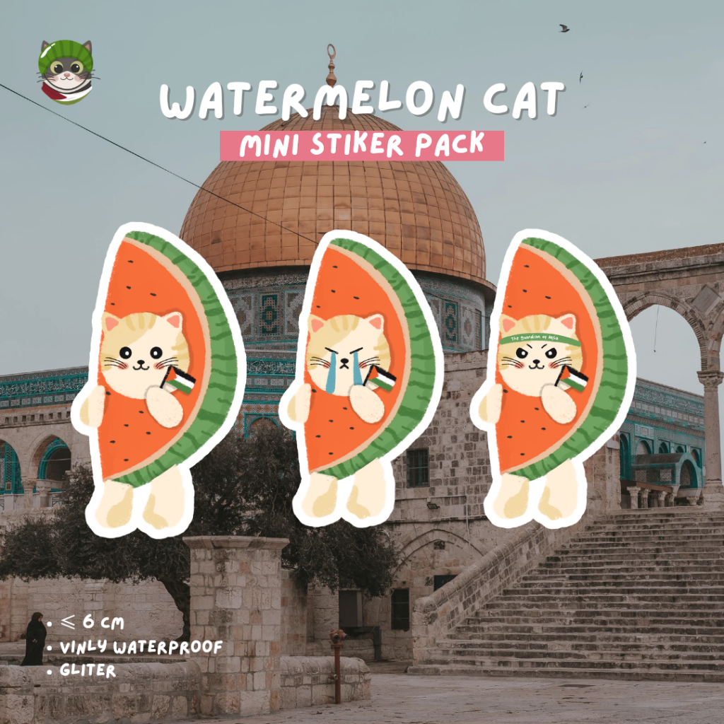 

Watermelon Cat Mini Stiker | Stiker Palestina |Stiker Kucing | Aesthetic | Glitter |Waterproof