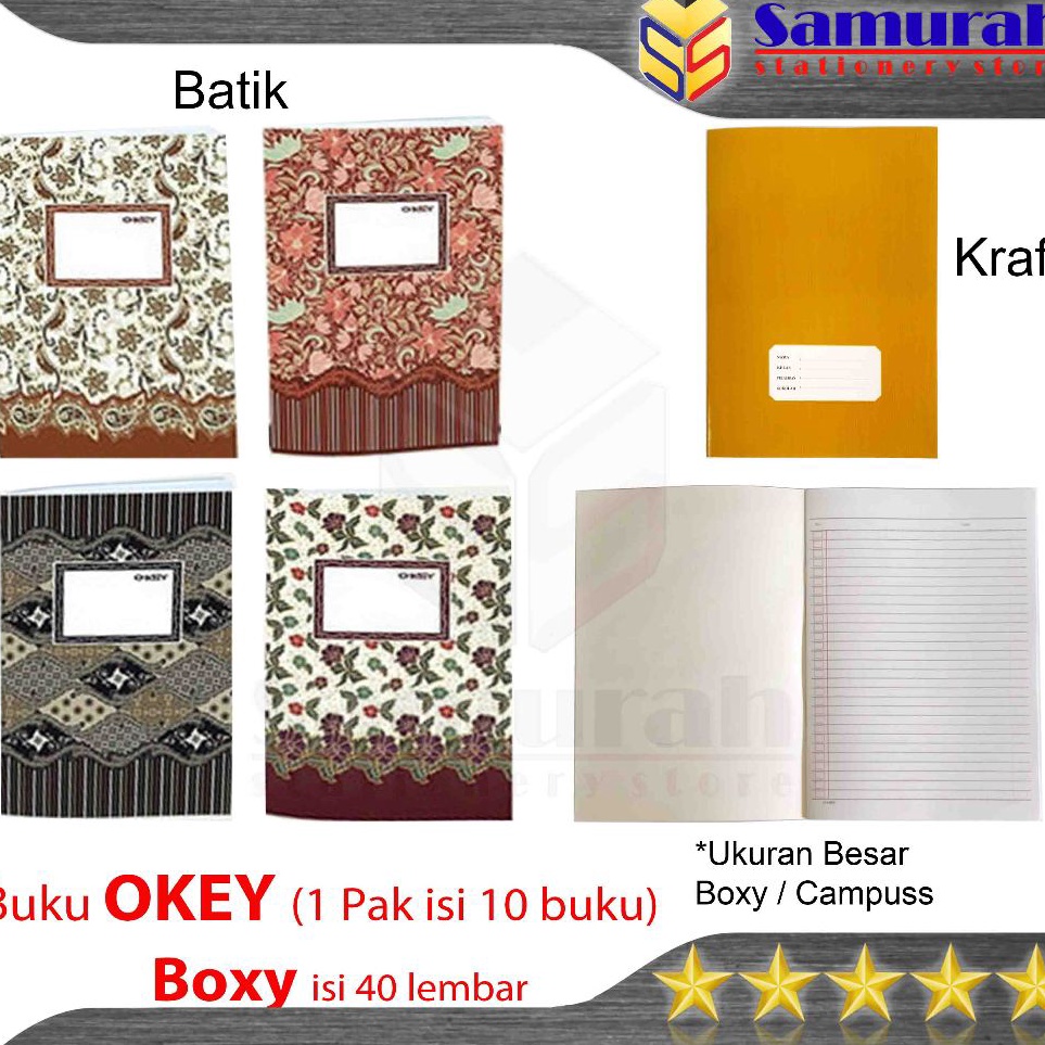 

id Terkini Buku Tulis BOXY OKEY isi 4 Lembar Motif Kraft Batik Produk KIKY ukuran B5 isi 1 buku K77