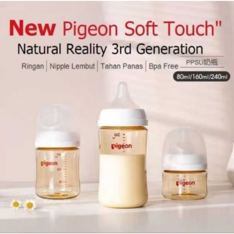NEW - PIGEON soft touch PPSU Botol Susu pigeon PPSU Wide Neck 80ml 160ml 240ml