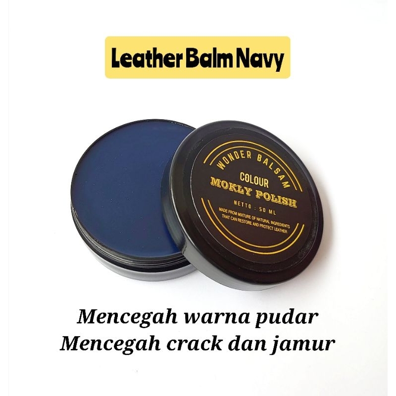 wonder balsam/ semir/ semir sepatu/ bio polish/ leather balm/ leather care biru navy 50 gram mokly p