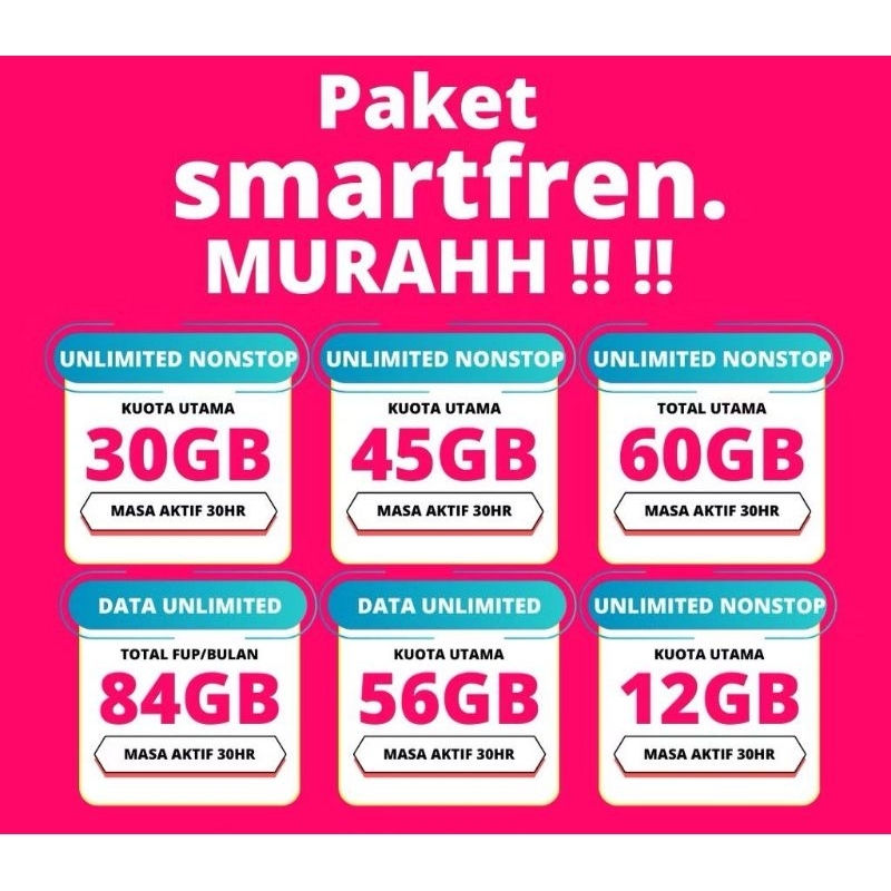 ￼PAKET INTERNET DATA KUOTA VOCER MURAH SMARTFREN 4G UNLIMITED MIFI 10GB 16GB 30GB 60GB