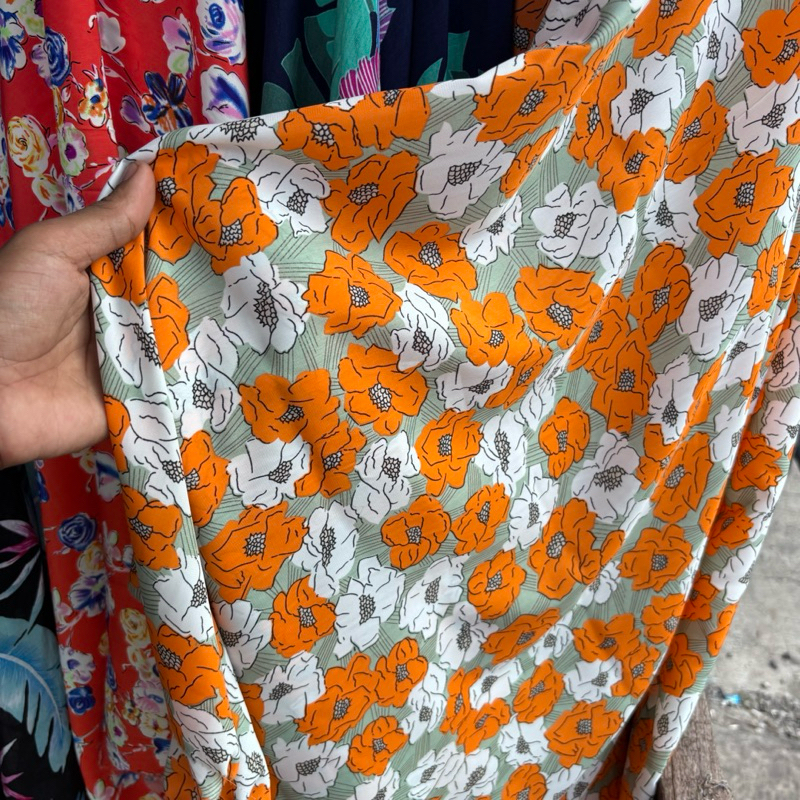 kain katun silky - kain silky motif bunga - kain katun silky motif premium - kain silky paris - kain