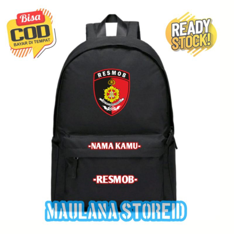 Tas Ransel Resmob Polri~Backpack Laptop Terbaru Sekolah Dewasa Pria Wanita Terbaru Free Nama