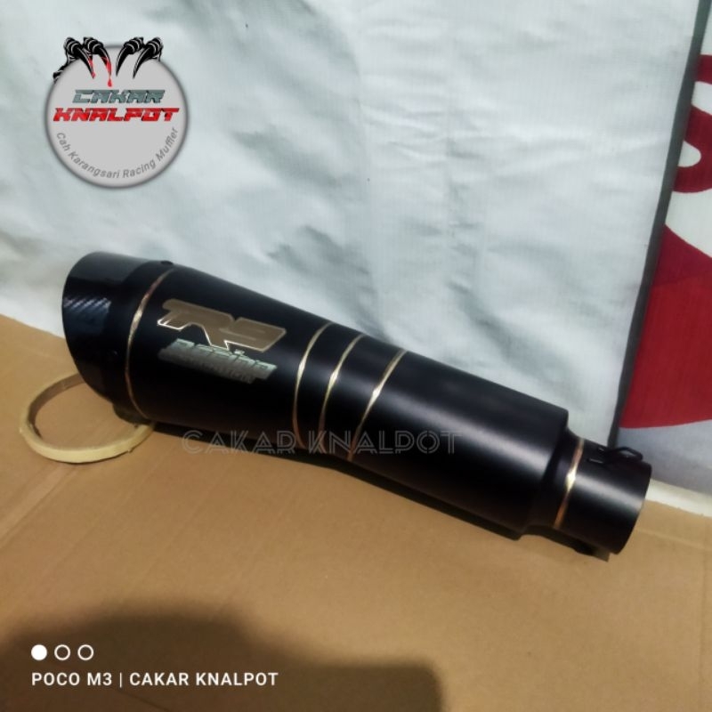Knalpot Motor Racing Silincer R9 H2 Hitam Lengkap Dengan Per dan Klem Untuk All Motor Inlet 50mm