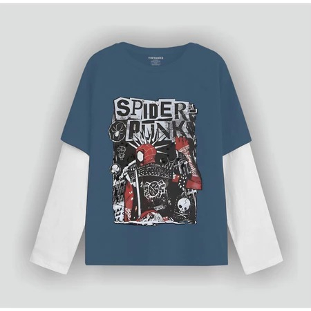 zuro - T-shirt Double layer SPIDERPUNK long sleeve  kaos pria wanita