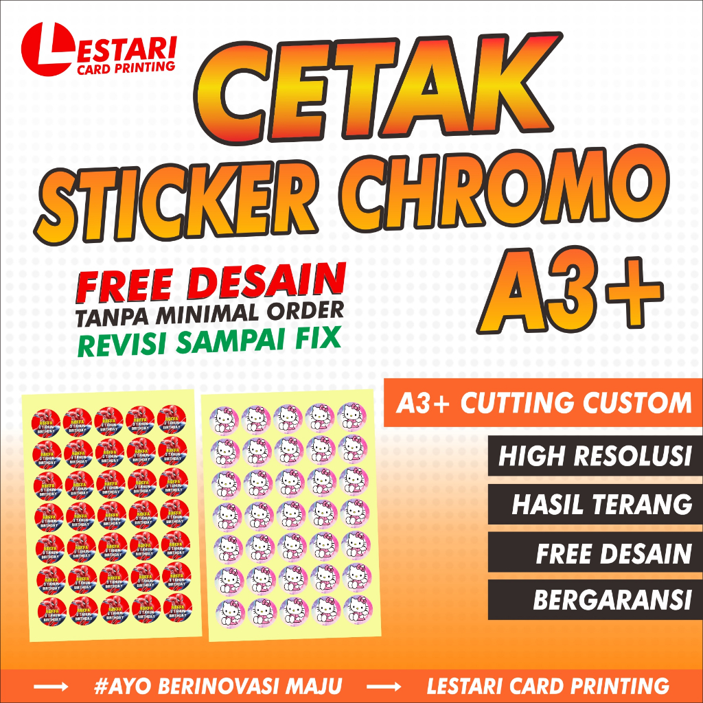 

CETAK STICKER - LABEL MAKANAN - CUSTOM - FREE DESAIN - BAHAN CHROMO A3+