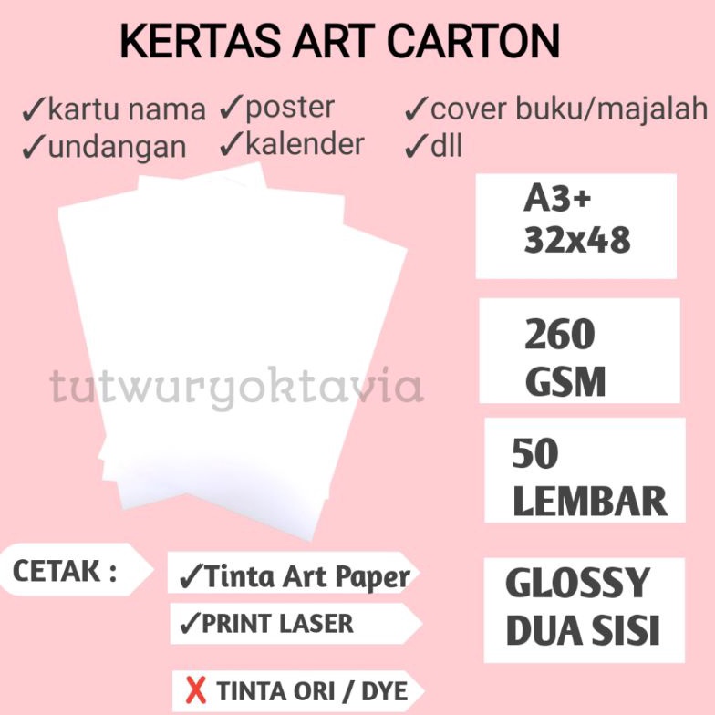 

y6Harga Murah kertas art carton tebal 26 GSM ukuran A3 plus 32x48 cm isi 5 lembar L83