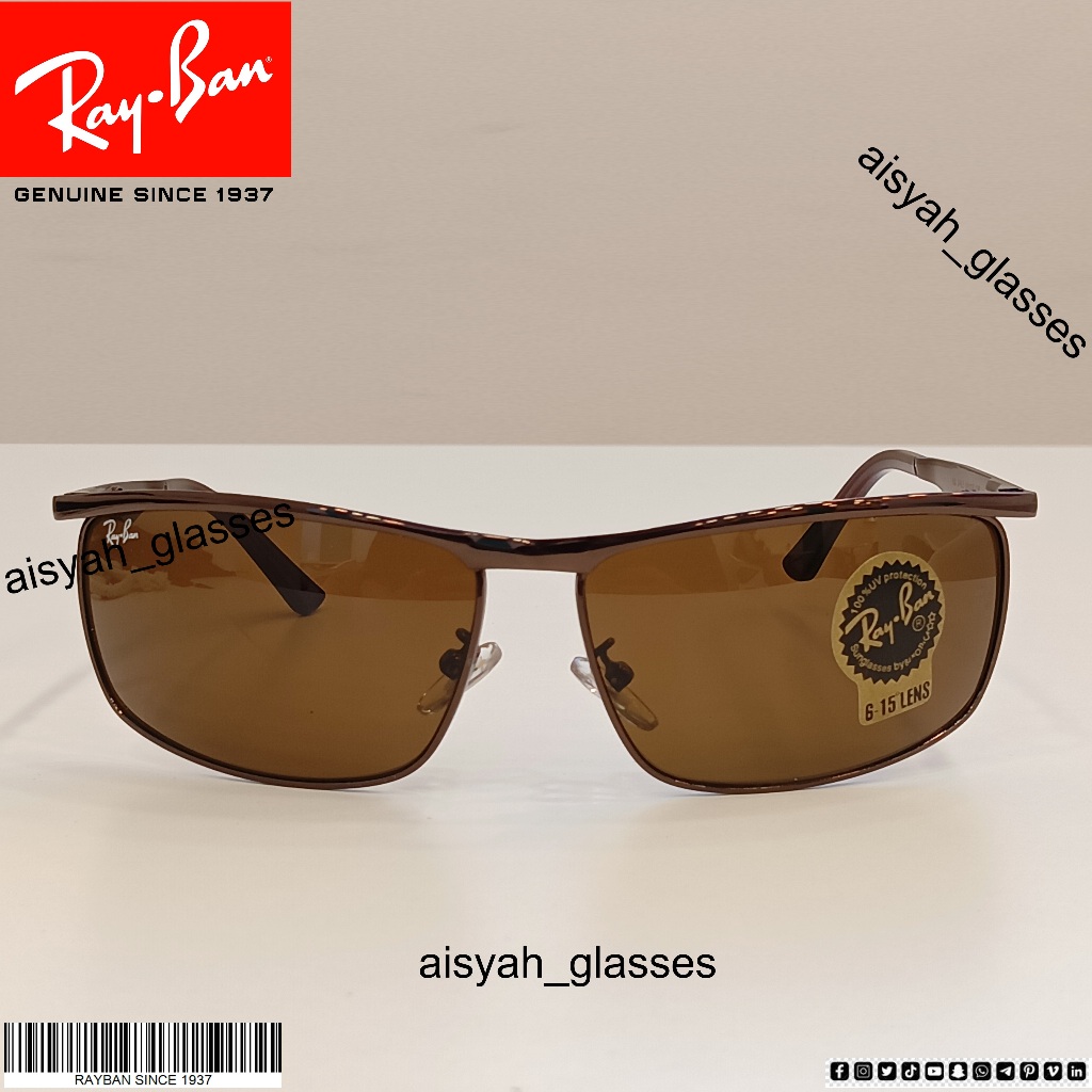 kacamata rayban size besar RB 3462 frame coklat kaca coklatsz 68 17