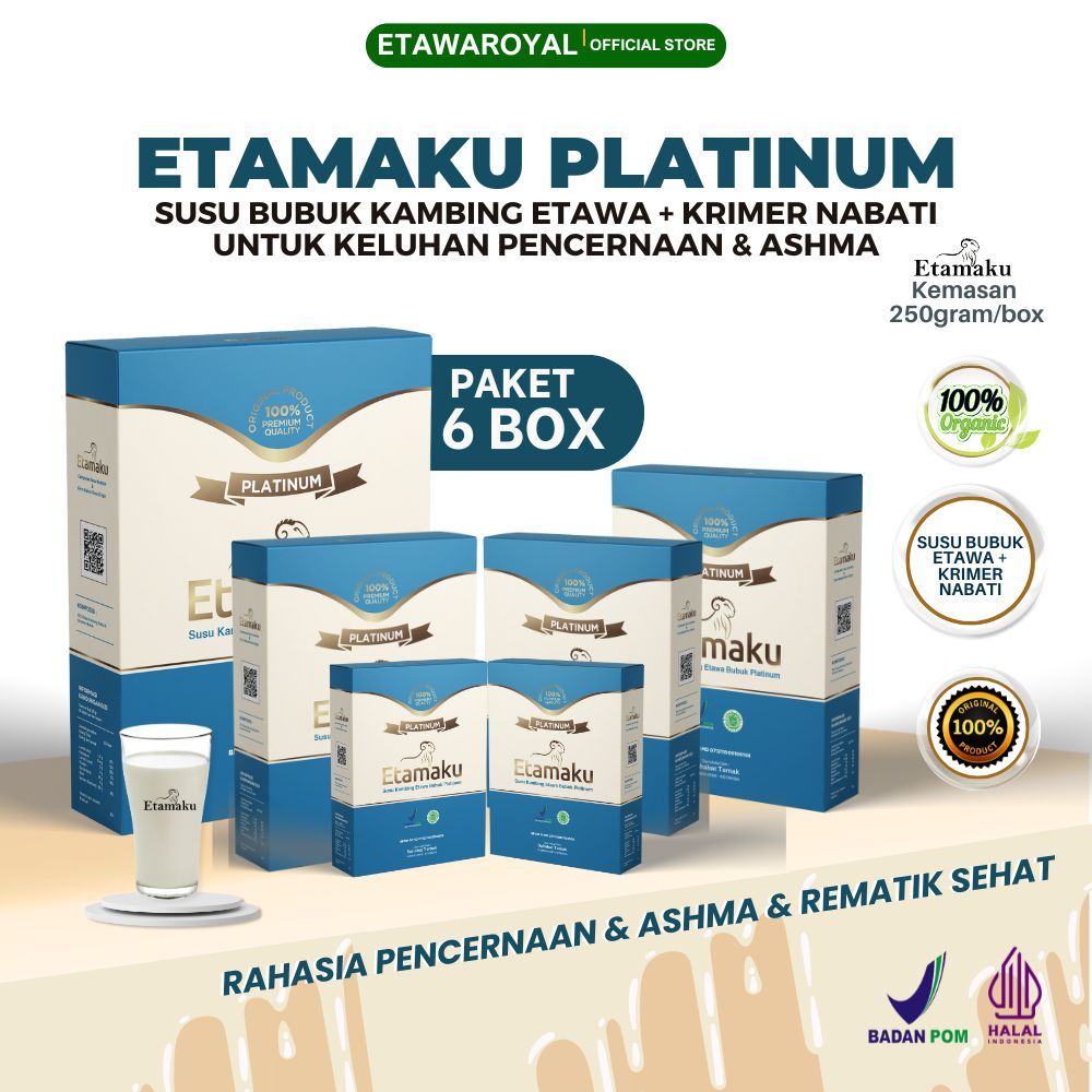 

Etamaku Susu Bubuk Etawa 250gram Susu Kesehatan Lambung Premium Untuk Asam Lambung Paket 6 Box