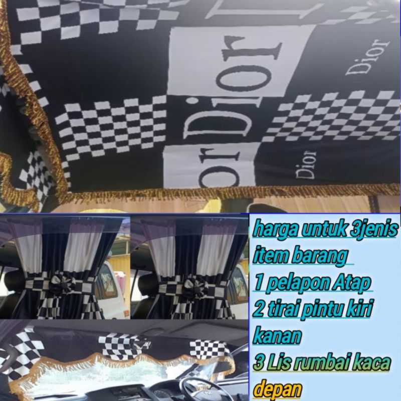 Promo kain tirai pintu Lis kaca depan 1 paket 3 jenis barang full set mobil pickup /truk canter /Fus