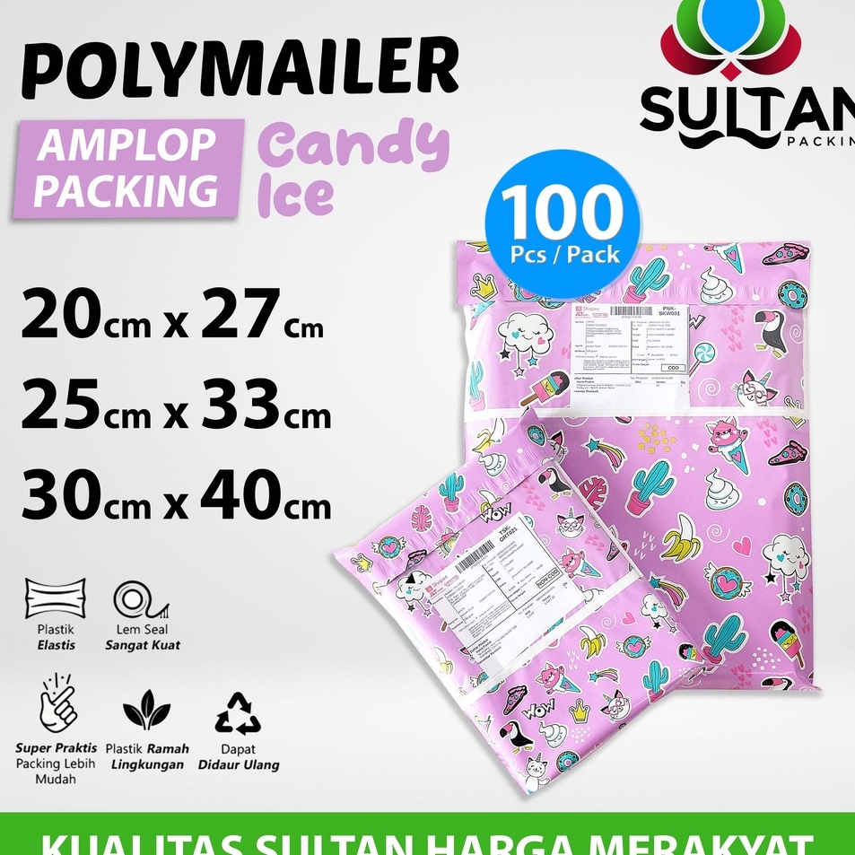 

jh Diskon Promo Polymailer Polimailer Amplop Plastik Packing Motif Candy Rusfet PACK P96