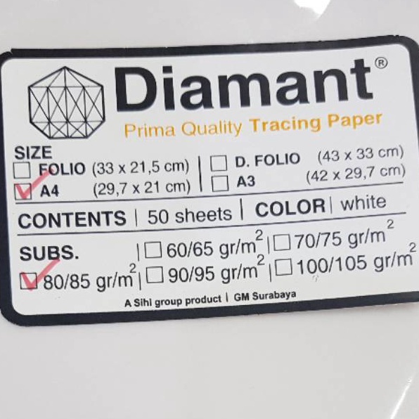 

Stock Banyak Kertas Kalkir A4 Tracing Paper 8 Gram Diamant Isi 5 Lembar W74