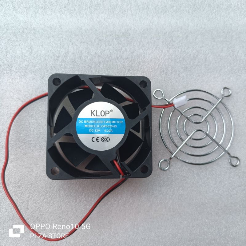 Kipas Dc 12volt 6x6cm merk KLOP Original dan Ram Gril besi cooling fan dc 12volt kipas 12volt dc 6cm