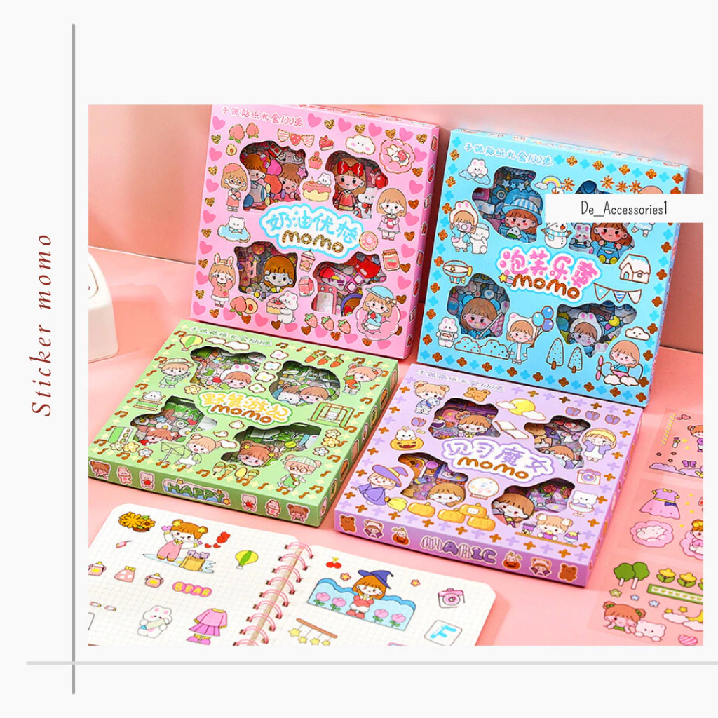 

Stiker Momo Cute Waterproof 1 Box Isi 100 Lembar Aneka Warna