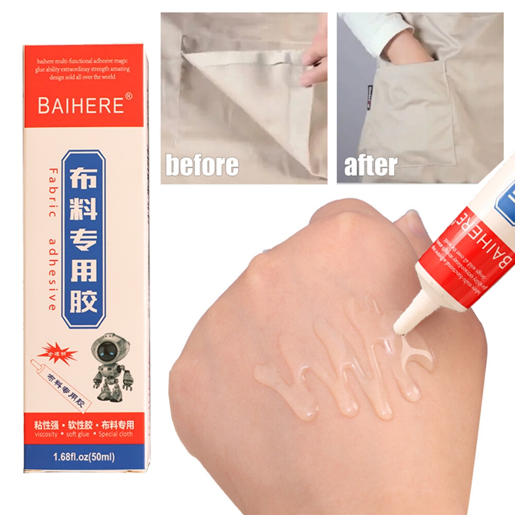 

Lem Perbaikan Kain 50ml/ Lem Perekat Khusus Serbaguna / Lem Kain Denim Jeans / Jahit Kuat Glue