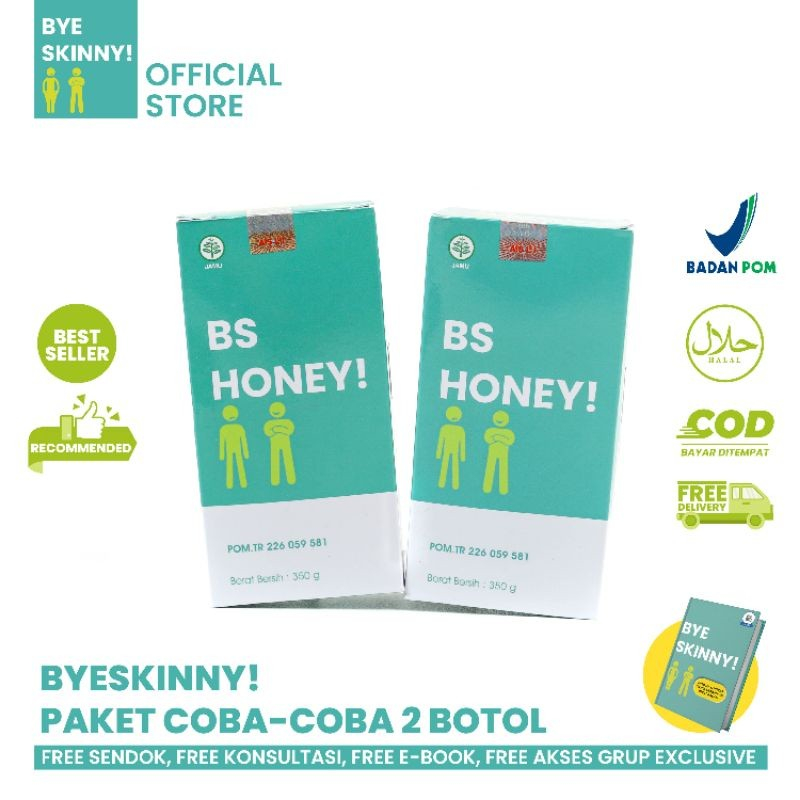 

*PROMO* BYE SKINNY (BS HONEY Penggemuk Badan) Paket Coba - Coba 2 Botol