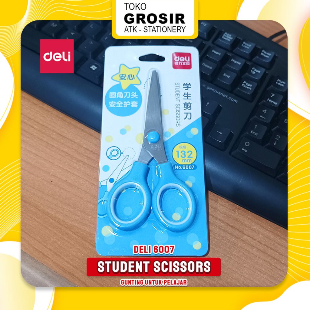 

Gunting Kertas Stainless Steel Pegangan Nyaman 6007 / Deli Scissors Comfort Grip Pink Blue