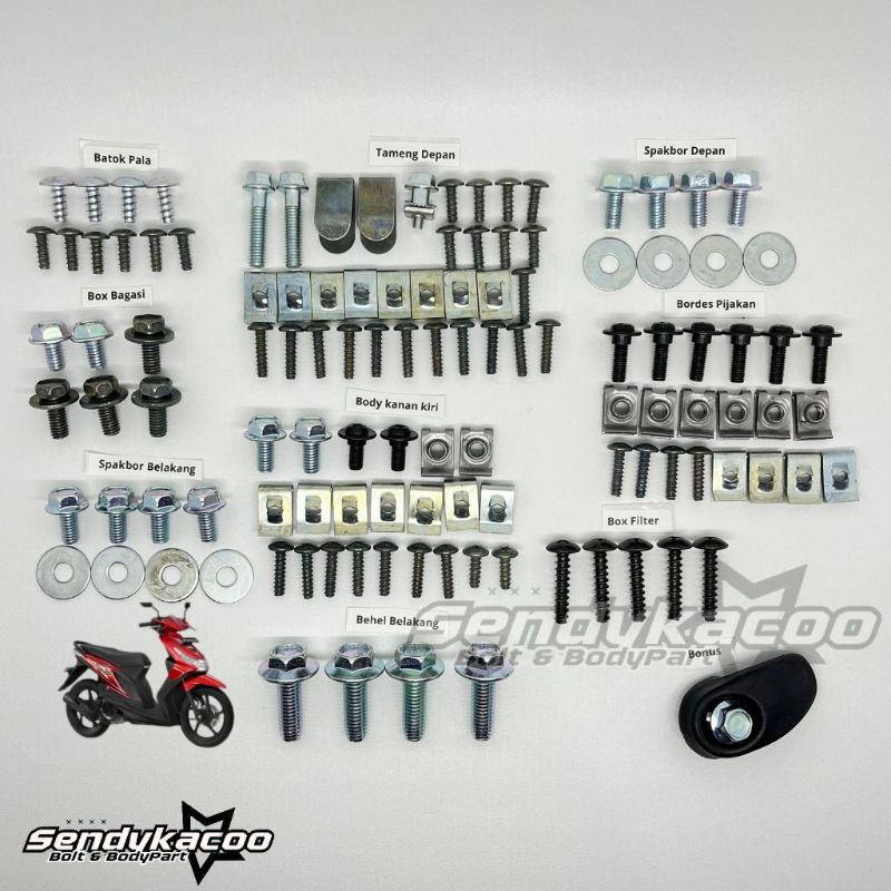 baut FULLSET beat karbu / baut Honda beat karbu / baut full body Honda beat karbu lengkap