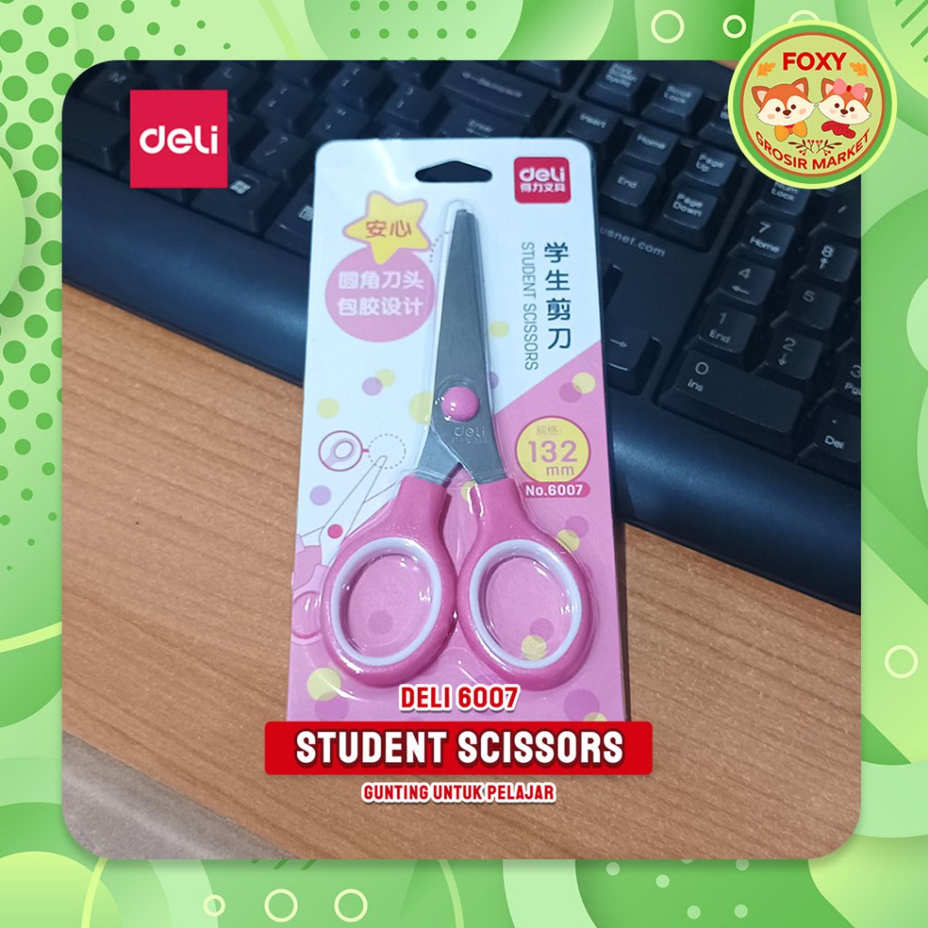 

Gunting Kertas Stainless Steel Pegangan Nyaman 6007 / Deli Scissors Comfort Grip Pink Blue