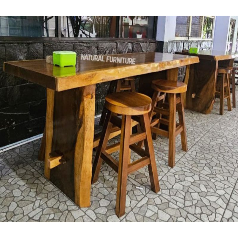 kursi bar kayu trembesi meja bar set mini bar minimalis