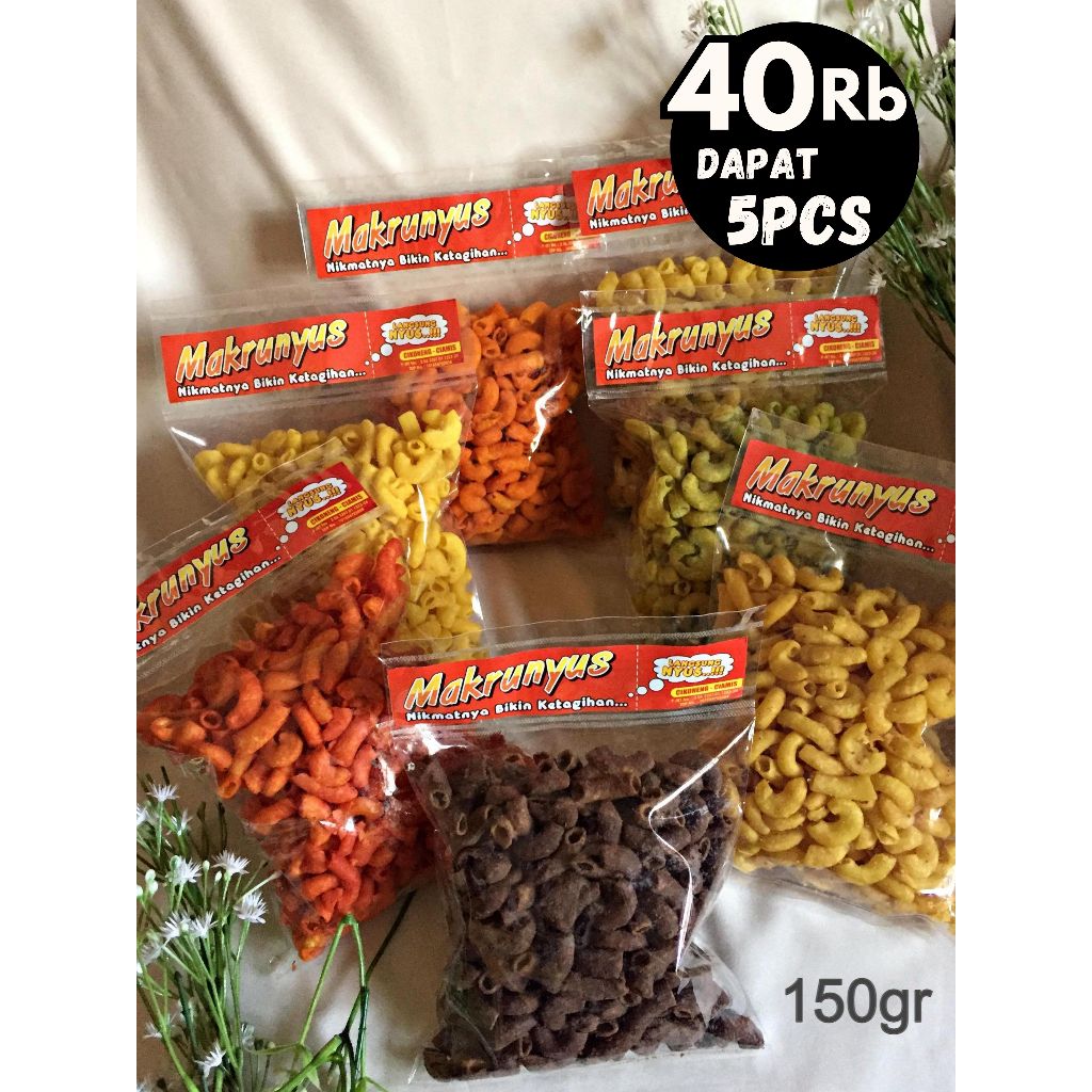 

40Rb dapat 5pcs makaroni garcia makanan ringan renyah aneka rasa kemasan 150gr