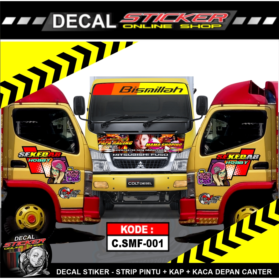 STIKER TRUK CANTER KABIN SEMIFULL [KAP DEPAN + KACA + STRIP PINTU] DECAL