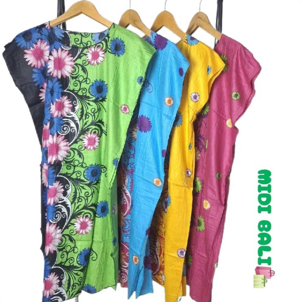 Daster Midi Rayon | Midi Bali Kekinian Motif Floral/bunga | Daster Harian Wanita