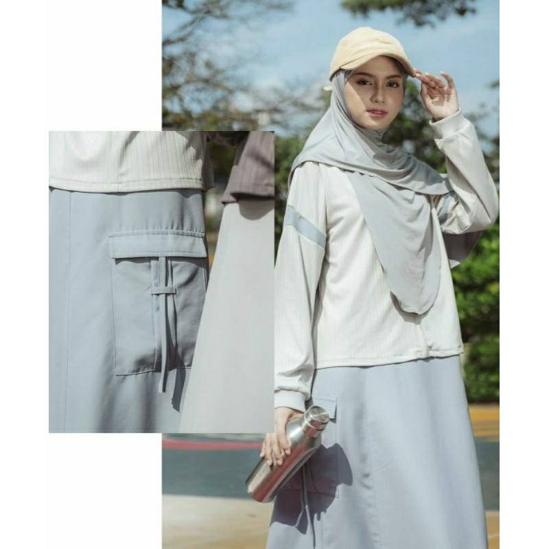 LANY DRESS JILBRAVE | Boyish Cargo Style Dress | Gamis Saku Cargo warna Pastel | Gamis model Outer K