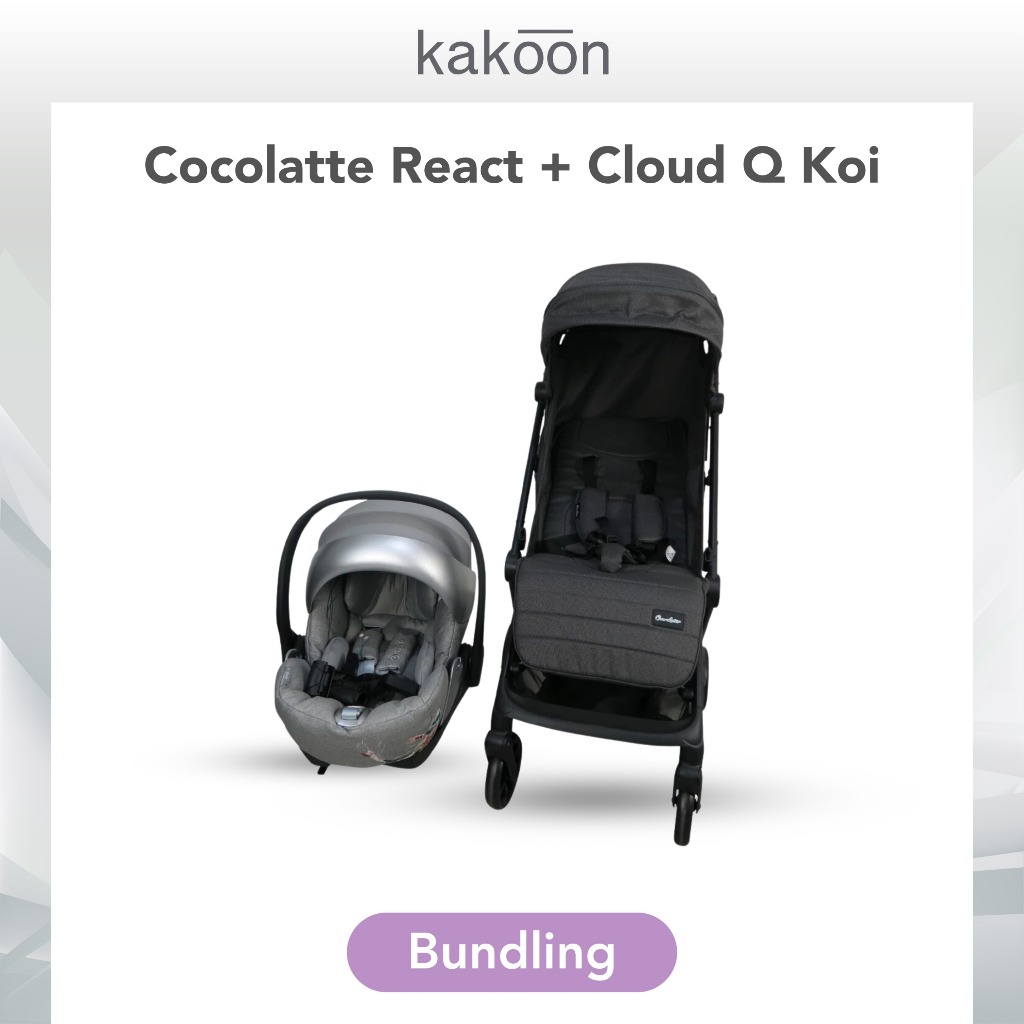 KAKOON COCOLATTE | CYBEX React Black Stroller || Cloud Q Fashion Edition Koi Mid Grey Carrier