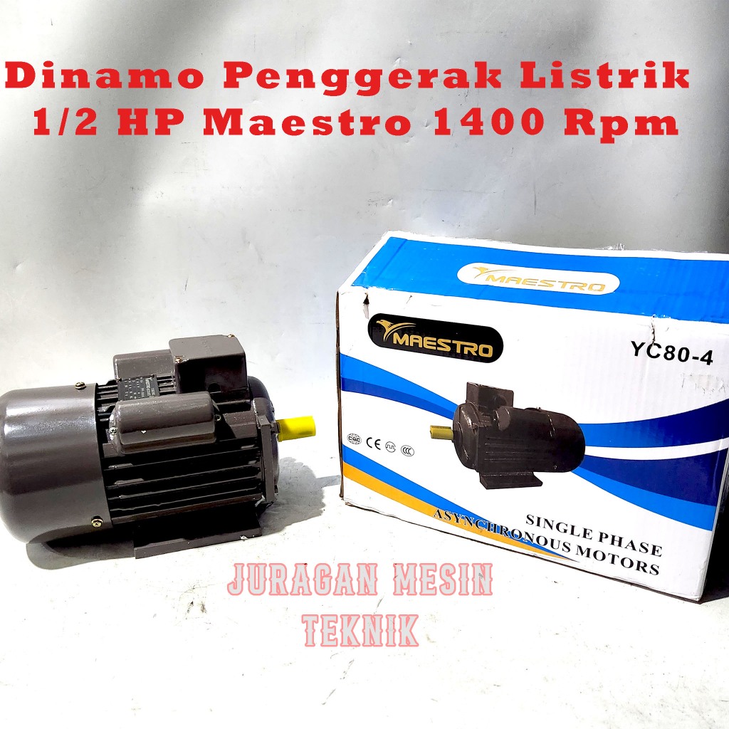 Maestro Dinamo Penggerak Elektro Motor 1/2 HP 1400 Rpm