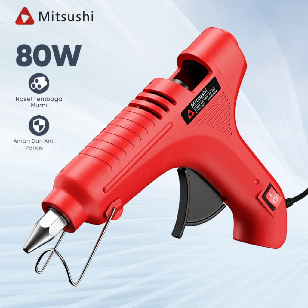 

Mitsushi Lem Tembak Pistol 80 Watt / Hot Melt Glue Gun On-Off 11mm Pencairan Lem Stabil Alat Lem Tembak