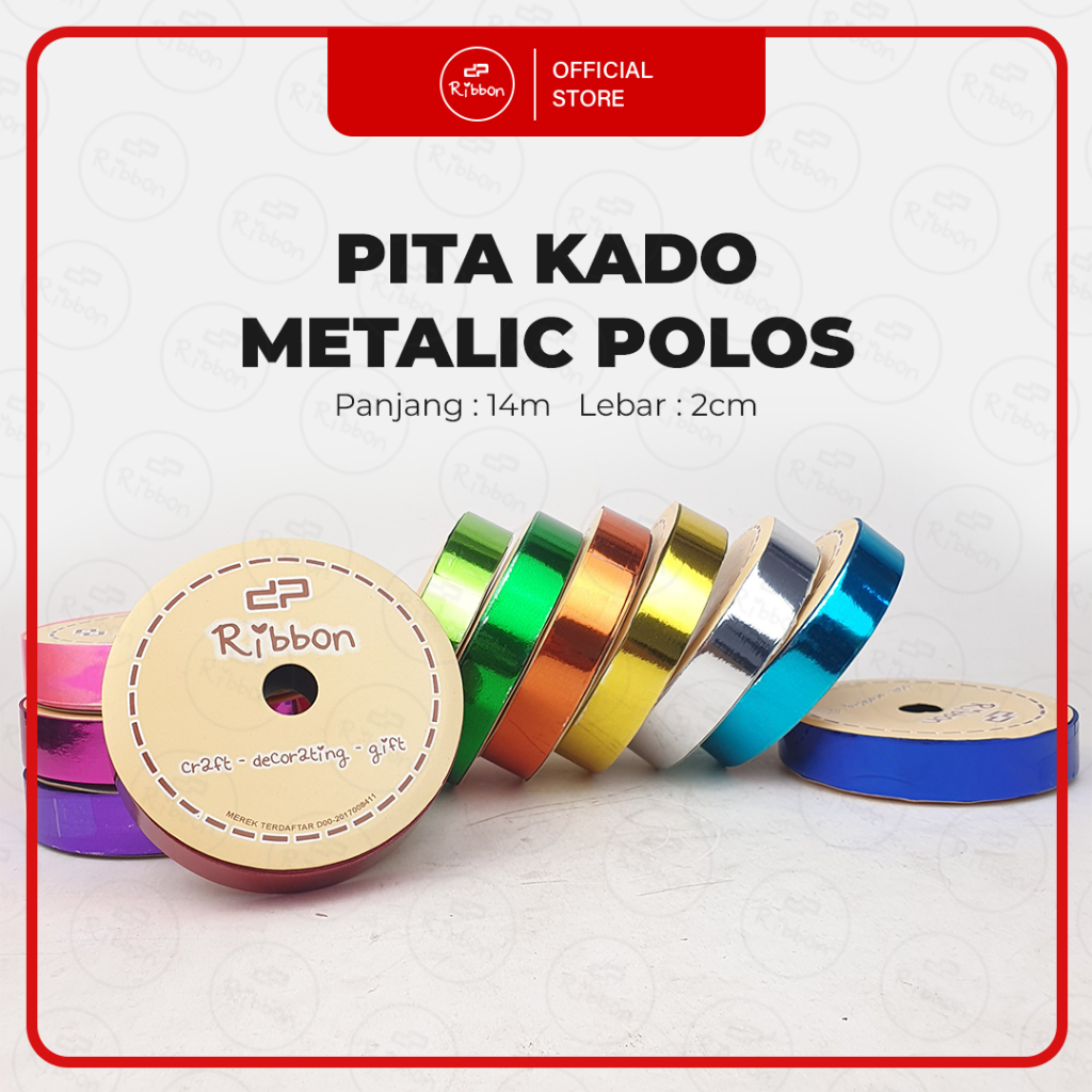 

Pita Kado 3/4" Plastik METALIK POLOS 2cm Pita Jepang 2 cm Kertas 18mm