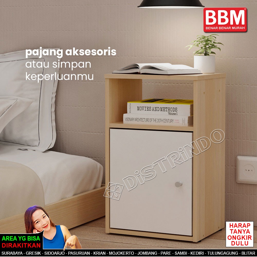 DISTRINDO Nakas Minimalis 1Pintu + Rak Cocok Untuk Meja Tempat Tidur / Meja Samping