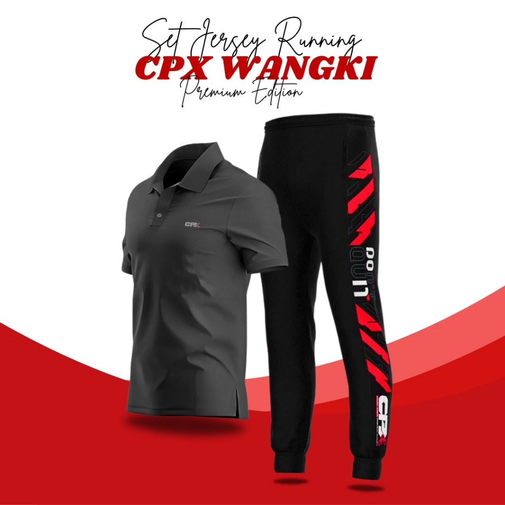 Setelan Kaos Kerah Wangki Pria Setelan Olahraga CPX Golf Lari Jogging Pria Wanita