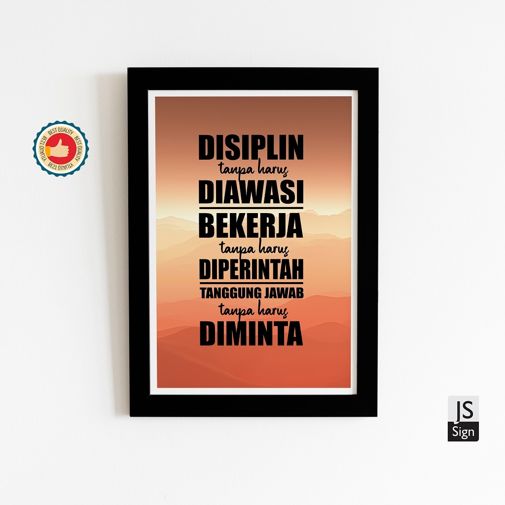 Poster Safety K3 Keselamatan Kerja - Disiplin + Frame Ukuran A3