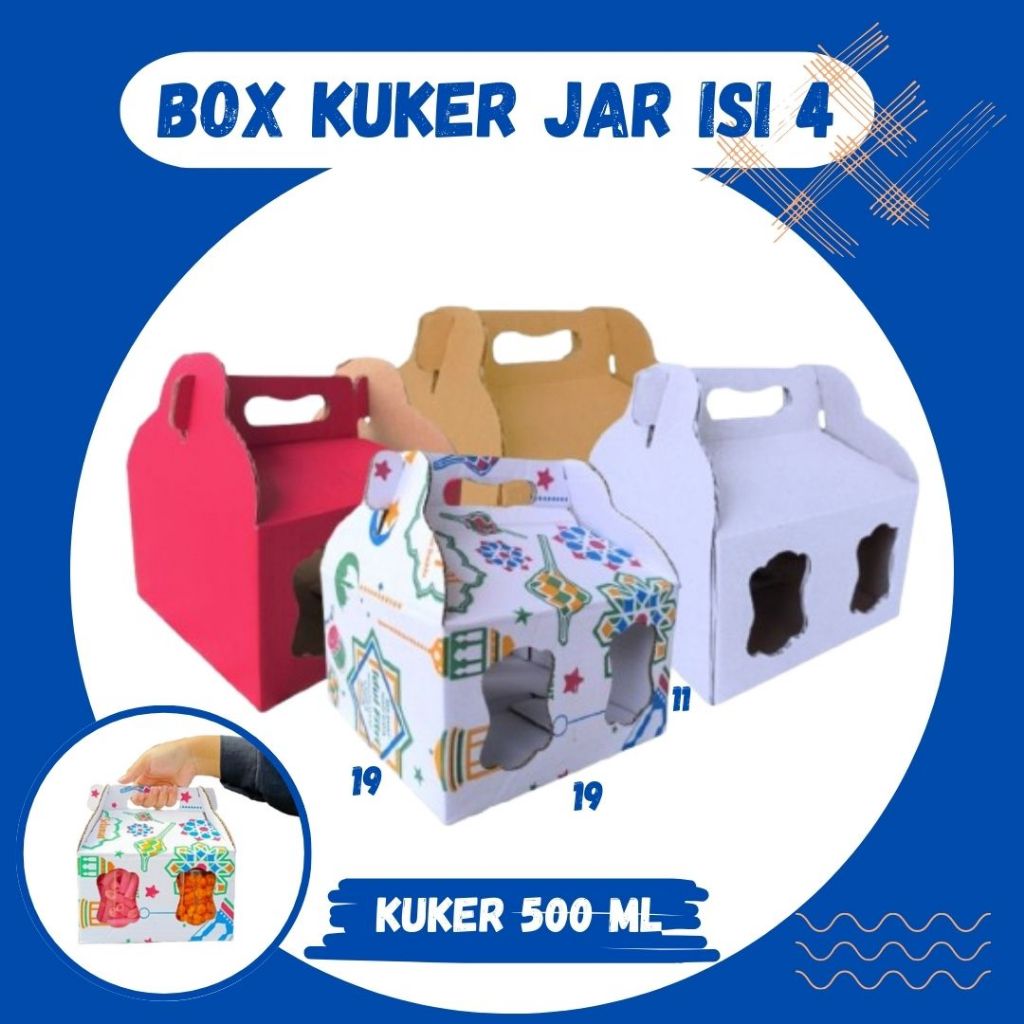 

Box Kuker jar 19x19x11 Toples Jar 500ml isi 4 Jinjing Gable Box Jar Kue Kering Gable Box Serbaguna Botol Dus Kue Kering Kemasan Madu Souvenir
