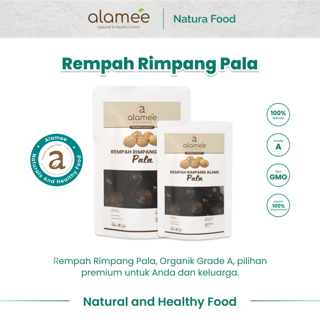 

ALAMEE Pala Biji Utuh Rempah Kering Nutmeg Whole Rimpang Organik Alami Spice