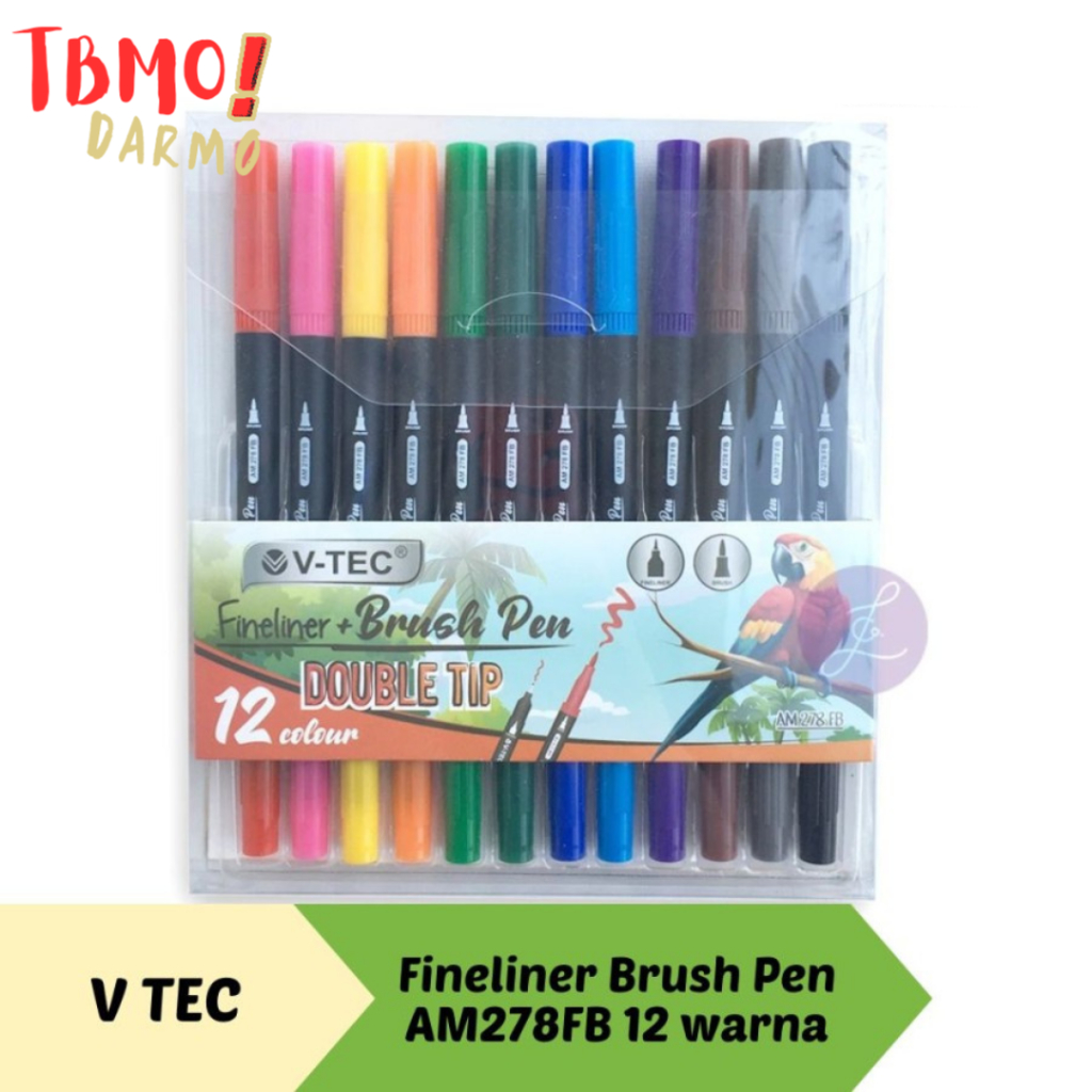 

TBMO V-TEC FINELINER + BRUSH PEN AM278FB 12 COLOUR