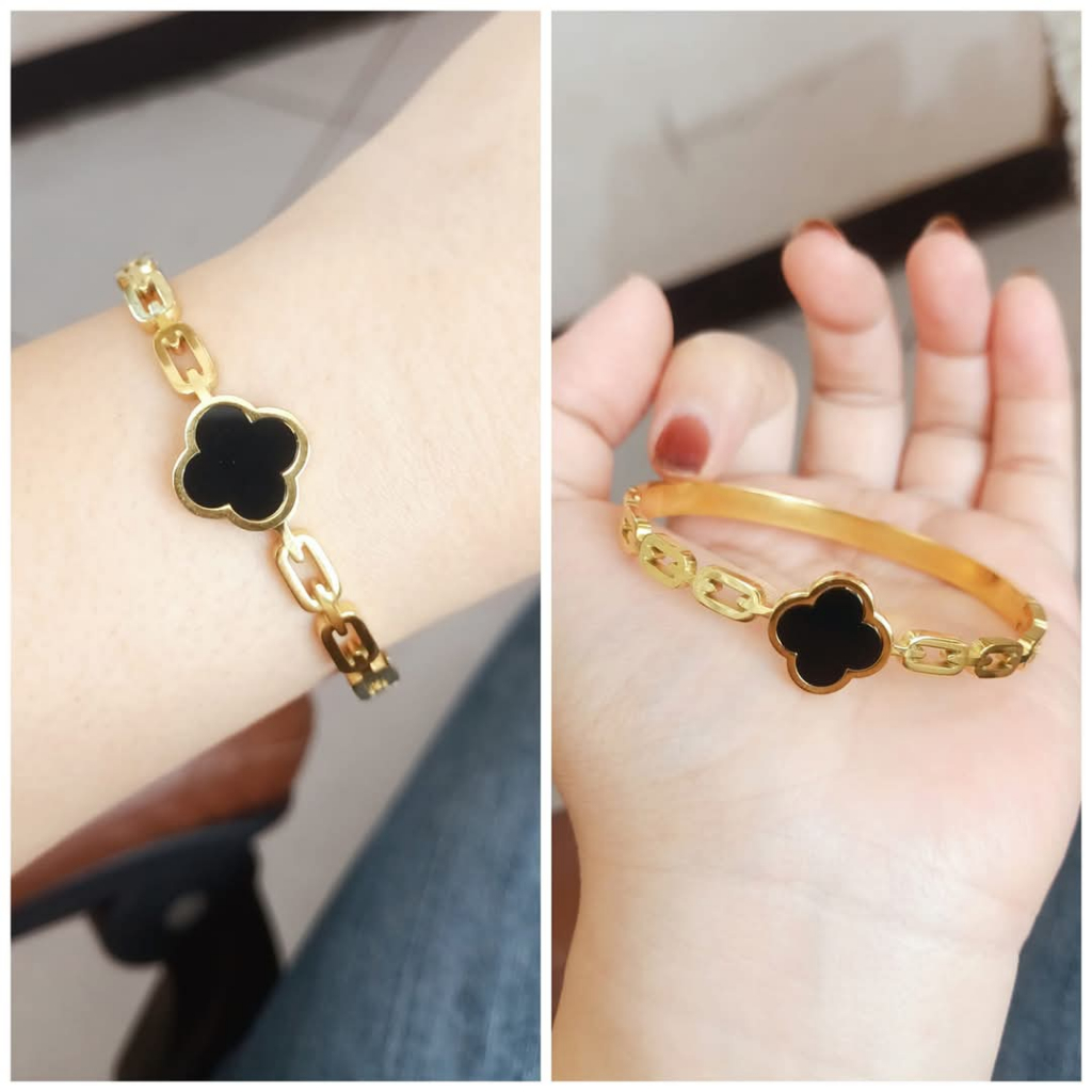 Gb. Vc Motif Rantai - Gelang Bangle Bunga Hitam