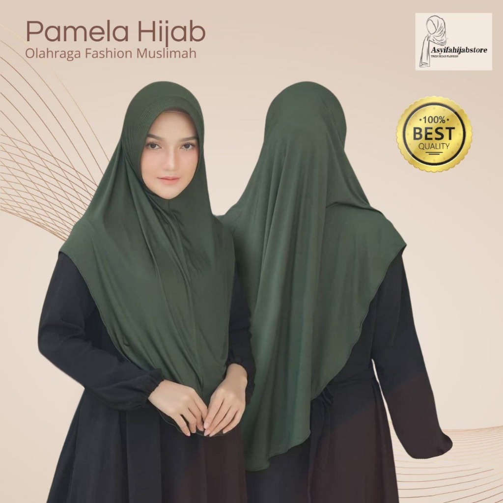 Pamela Jilbab Instan Polos Jersy / Bergo Instan pad Antem / Jilbab Bergo Pamela / Jilbab Instan