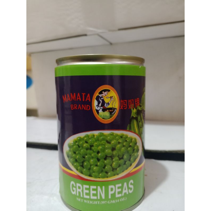 

MAMATA GREEN brand PEAS kemasan kaleng 397 gram infort