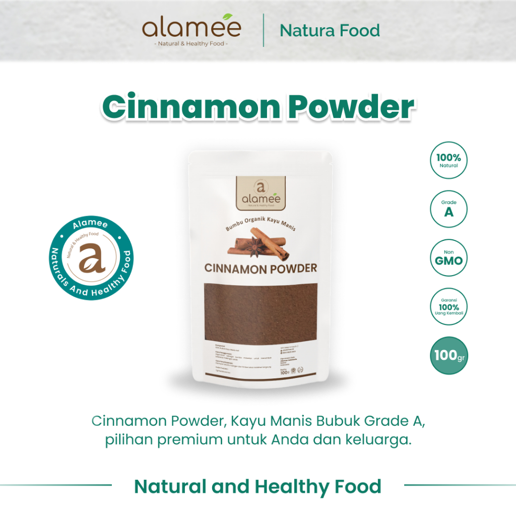 

ALAMEE Kayu Manis Bubuk Seasoning Cinnamon Powder kayumanis Murni Asli Bumbu Organik 100 Gram